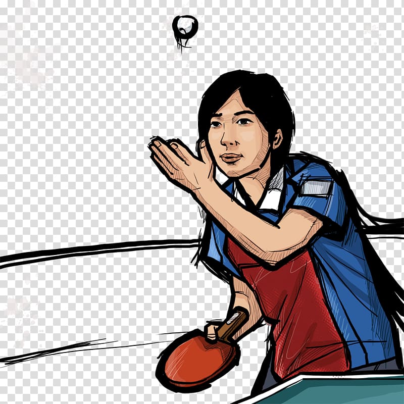 Table tennis Athlete, Hand-painted table tennis transparent background PNG clipart