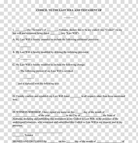 Document Codicil Will and testament Form Law, Amends transparent background PNG clipart