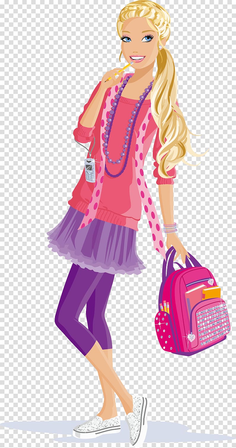 Barbie: The Princess & the Popstar Doll Barbie Girl , Hair girl bag hand-painted cartoon transparent background PNG clipart