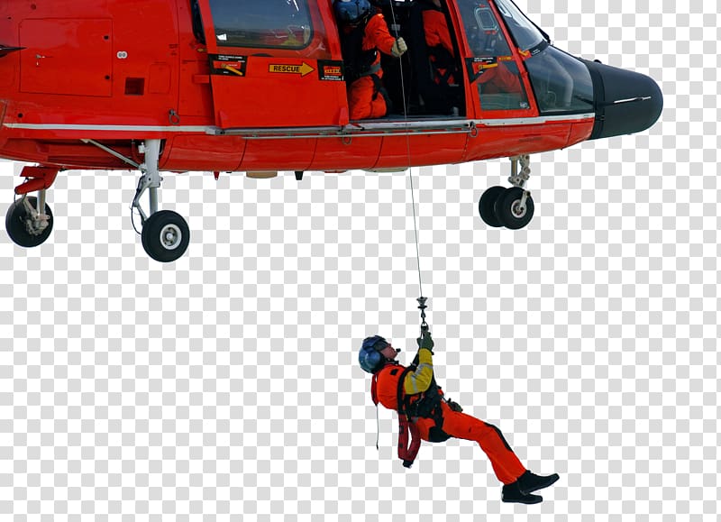 man hanging under the helicopter, Helicopter Air-sea rescue Firefighter Coast guard, Helicopter rescue transparent background PNG clipart