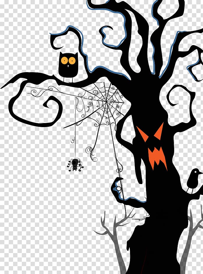 Milkshake Halloween Party Apple, Dryad cobwebs with owls transparent background PNG clipart