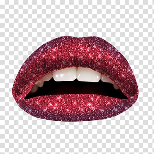 Violent Lips Tattoo Glitter Red, lipstick transparent background PNG clipart
