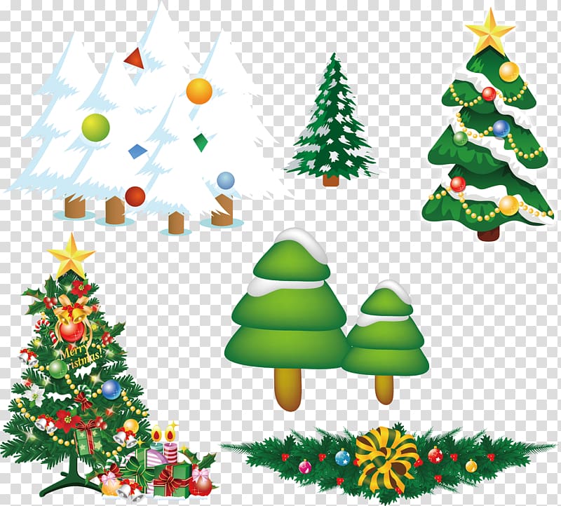 Christmas tree, Christmas cedar tree cartoon transparent background PNG clipart