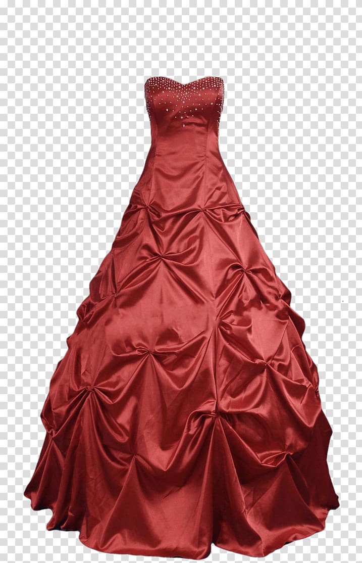 women's red satin strapless sweetheart neckline ballgown, Dress Burgundy Long transparent background PNG clipart