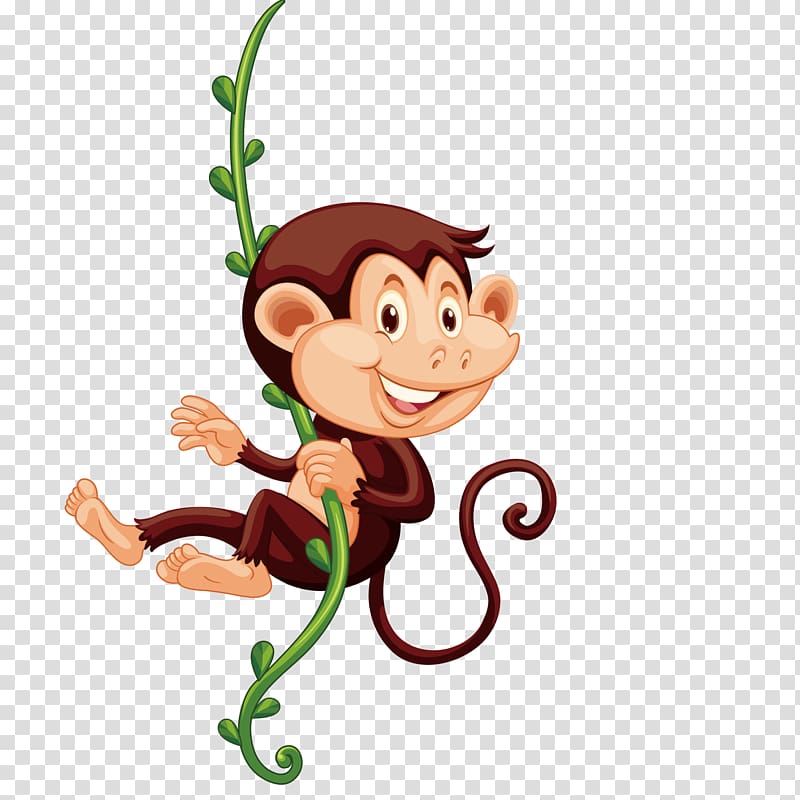 monkey , The Evil Monkey Primate , Monkey climbing vines transparent background PNG clipart