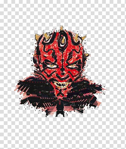 Darth Maul Padmxe9 Amidala Anakin Skywalker C-3PO Boba Fett, Hand painted devil transparent background PNG clipart