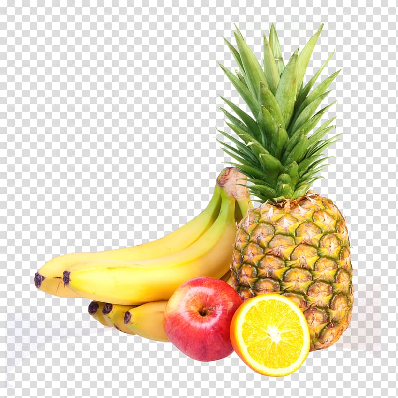 Fruit Organic food , Fruits, bananas, apple, orange, and pineapple transparent background PNG clipart