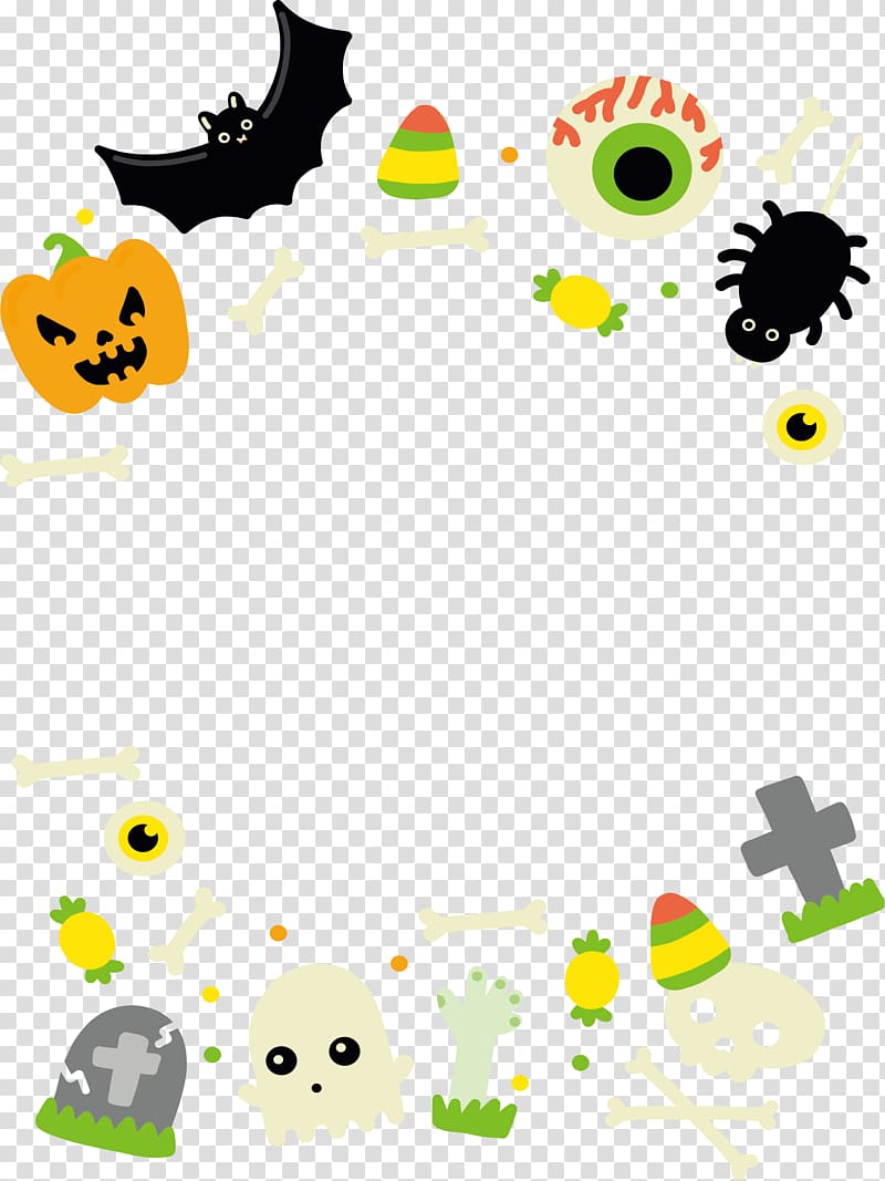Halloween Icon, Cartoon Halloween border transparent background PNG clipart