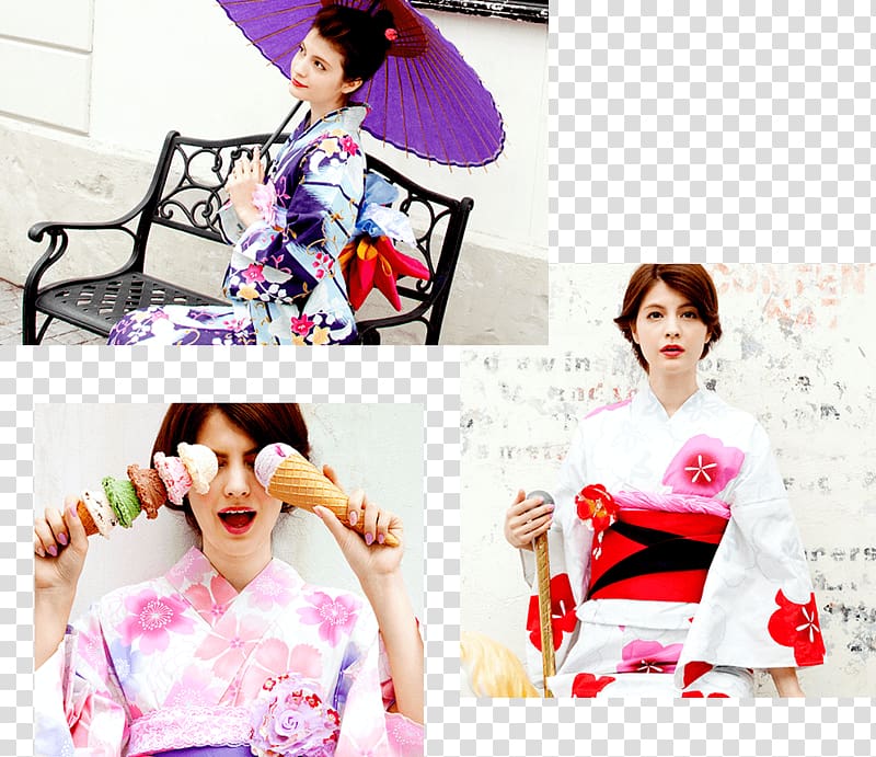 Kimono Geisha Yukata Pink M Retro style, Maggy transparent background PNG clipart