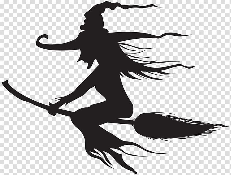 witch silhouette, Witchcraft Halloween Silhouette , Halloween Witch Silhouette transparent background PNG clipart