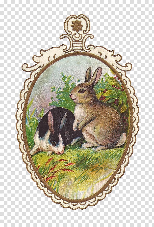 Easter Bunny Easter postcard Easter egg , antique transparent background PNG clipart