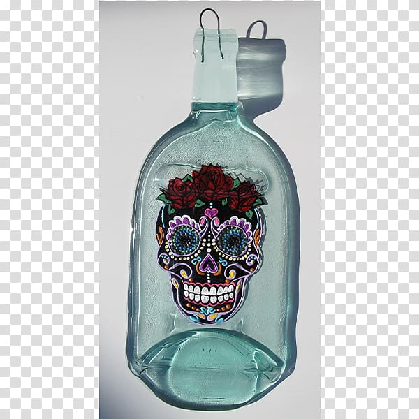 Water Bottles Glass bottle, mexican painted skull banner transparent background PNG clipart