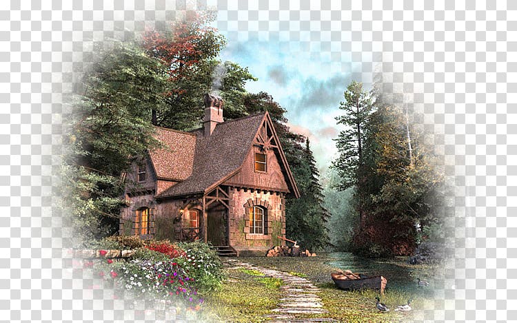 Landscape painting House Blog Cottage, house transparent background PNG clipart