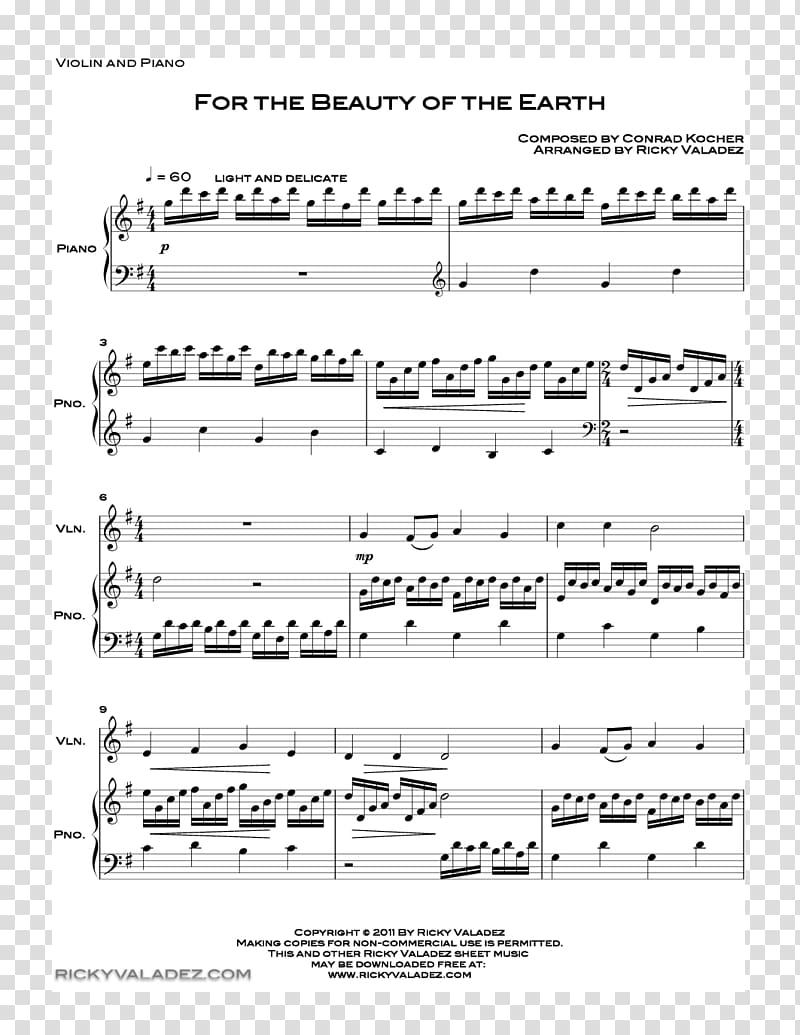 Sheet Music Violin For the Beauty of the Earth Song, beautiful violin transparent background PNG clipart