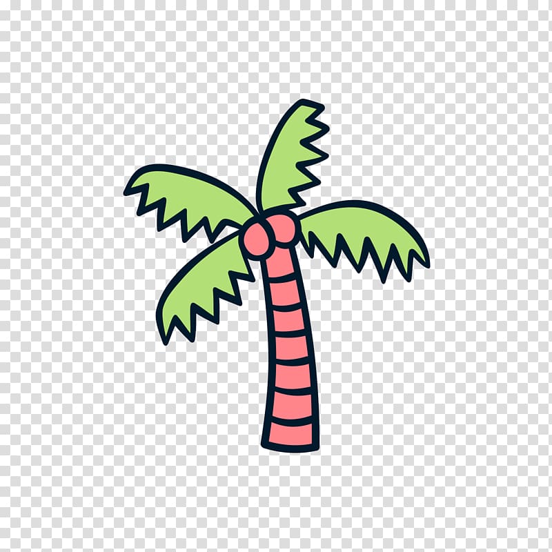 Euclidean Adobe Illustrator Illustration, Red green coconut tree transparent background PNG clipart