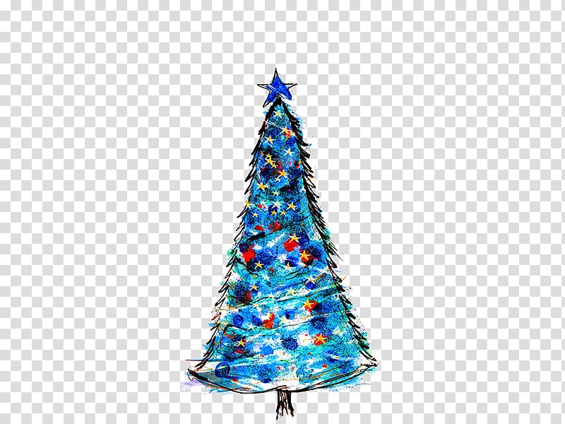 Christmas tree, Hand-painted Christmas tree transparent background PNG clipart