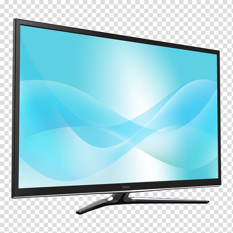 black flat screen TV, LCD television LED-backlit LCD, Haier TV transparent background PNG clipart