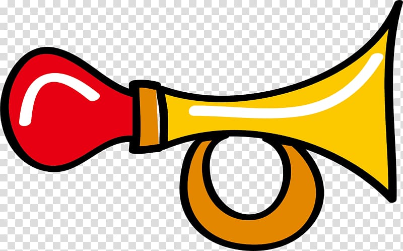 Drawing Cartoon, Hand-painted toy trumpet transparent background PNG clipart