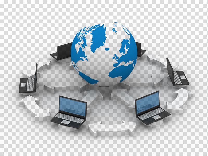 Earth in middle of laptops illustration, Software development Software as a service, Technology transparent background PNG clipart
