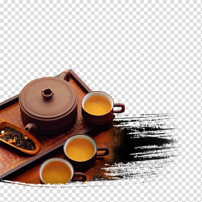 brown ceramic teapot and cups on tray, Japanese tea ceremony China Tea culture u8336u9053u5165u9580, Drinking tea utensils transparent background PNG clipart