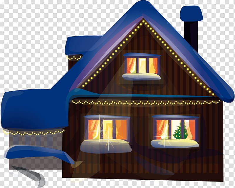 Christmas Display resolution High-definition television Santa Claus , Winter night Winter creative house transparent background PNG clipart