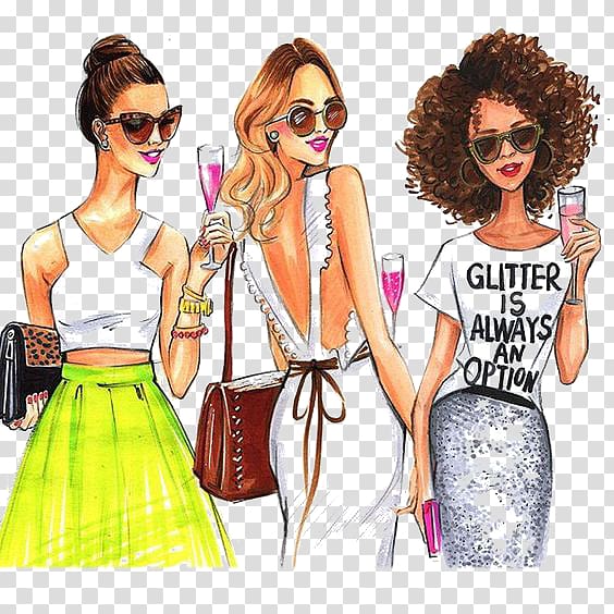 Fashion shopping girls transparent background PNG clipart