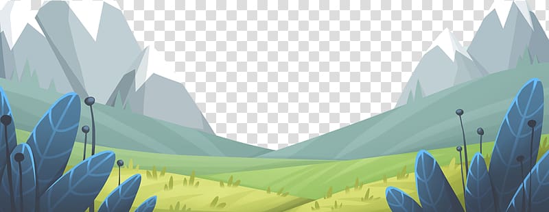 Meadow Animation, Cartoon mountain meadow leaf transparent background PNG clipart