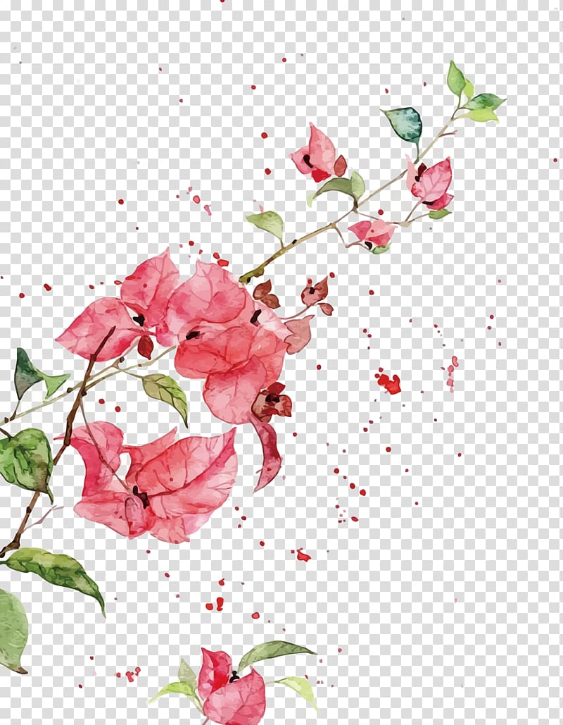 pink watercolor bougainvillea , iPhone X iPhone 7 iPhone 8 Painting Art, red leaves plant transparent background PNG clipart