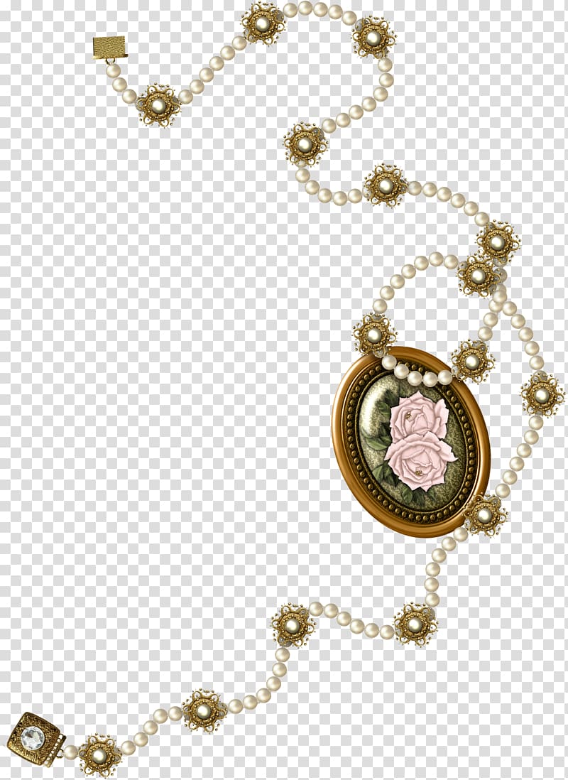 Pearl necklace, Rose pearl necklace transparent background PNG clipart