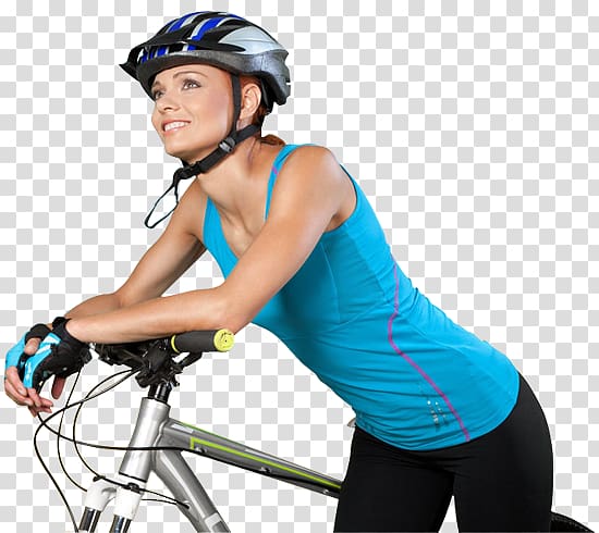Cycling Bicycle Helmets Woman, dumbbell fitness beauty transparent background PNG clipart