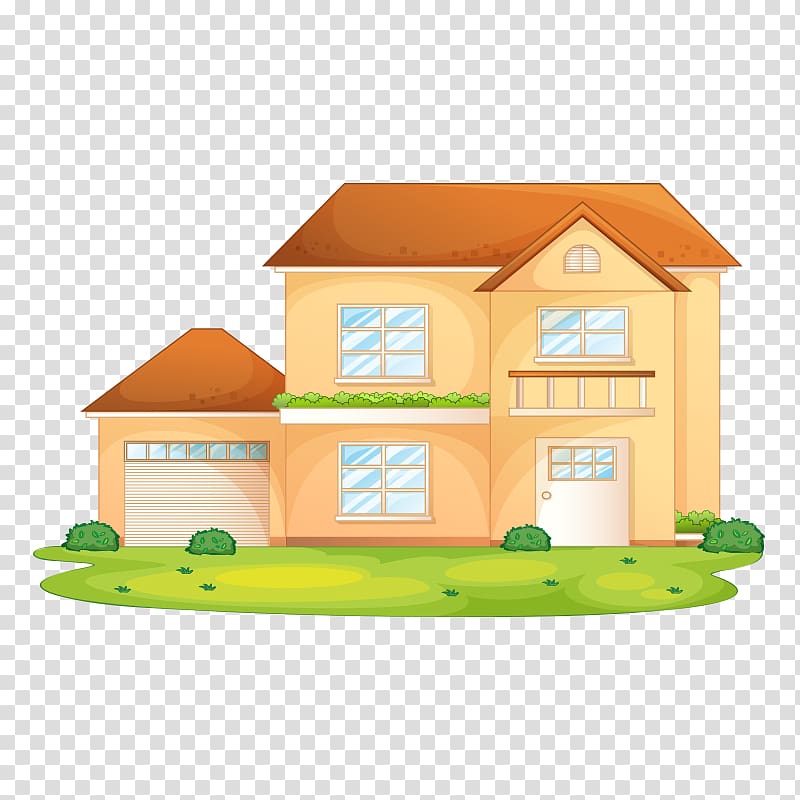 yellow and brown 3-storey house illustration, Cartoon House Illustration, house,city transparent background PNG clipart