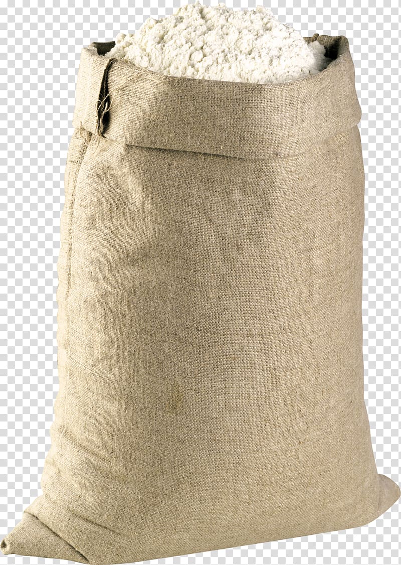 beige sack filled with white powder, Flour sack Baguette Bread, flour transparent background PNG clipart