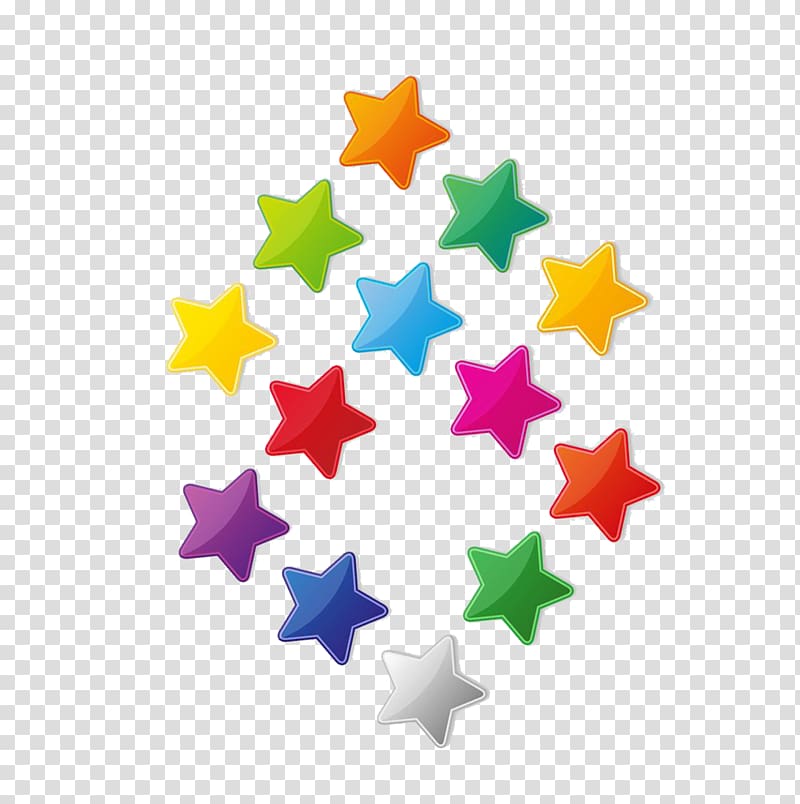 13 colored stars transparent background PNG clipart