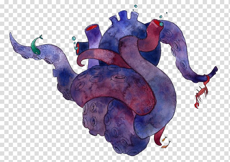 Sea monster Legendary creature, watercolor heart transparent background PNG clipart