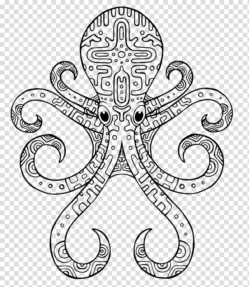 Octopus Line art Drawing, octapus transparent background PNG clipart