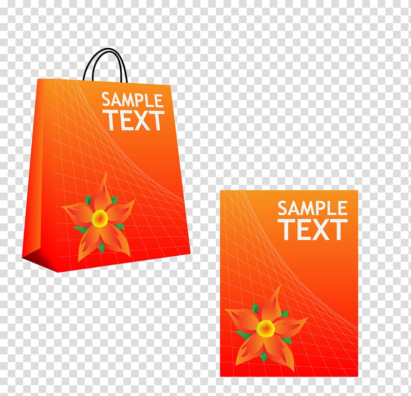 Shopping bag Illustration, Mall orange shopping bag material transparent background PNG clipart