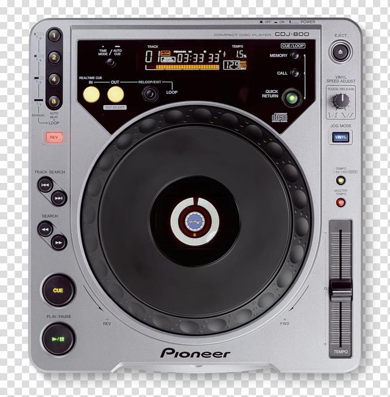 CDJ-2000 CD player Disc jockey Pioneer DJ, silver edge transparent background PNG clipart