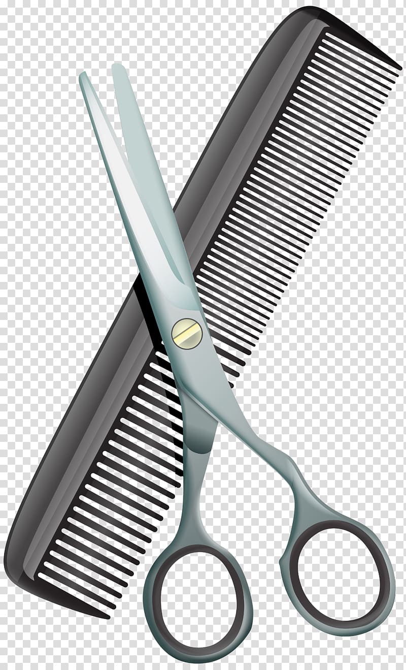 scissors and comb illustration, Comb Scissors Hair-cutting shears , Comb and Scissors transparent background PNG clipart