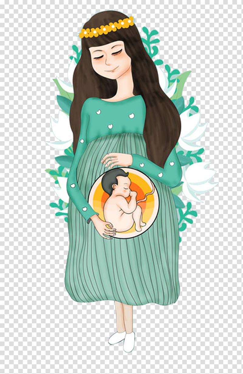 pregnant woman anime character illustration, u5b55u5987 Taegyo Illustration, Pregnant women with prenatal transparent background PNG clipart