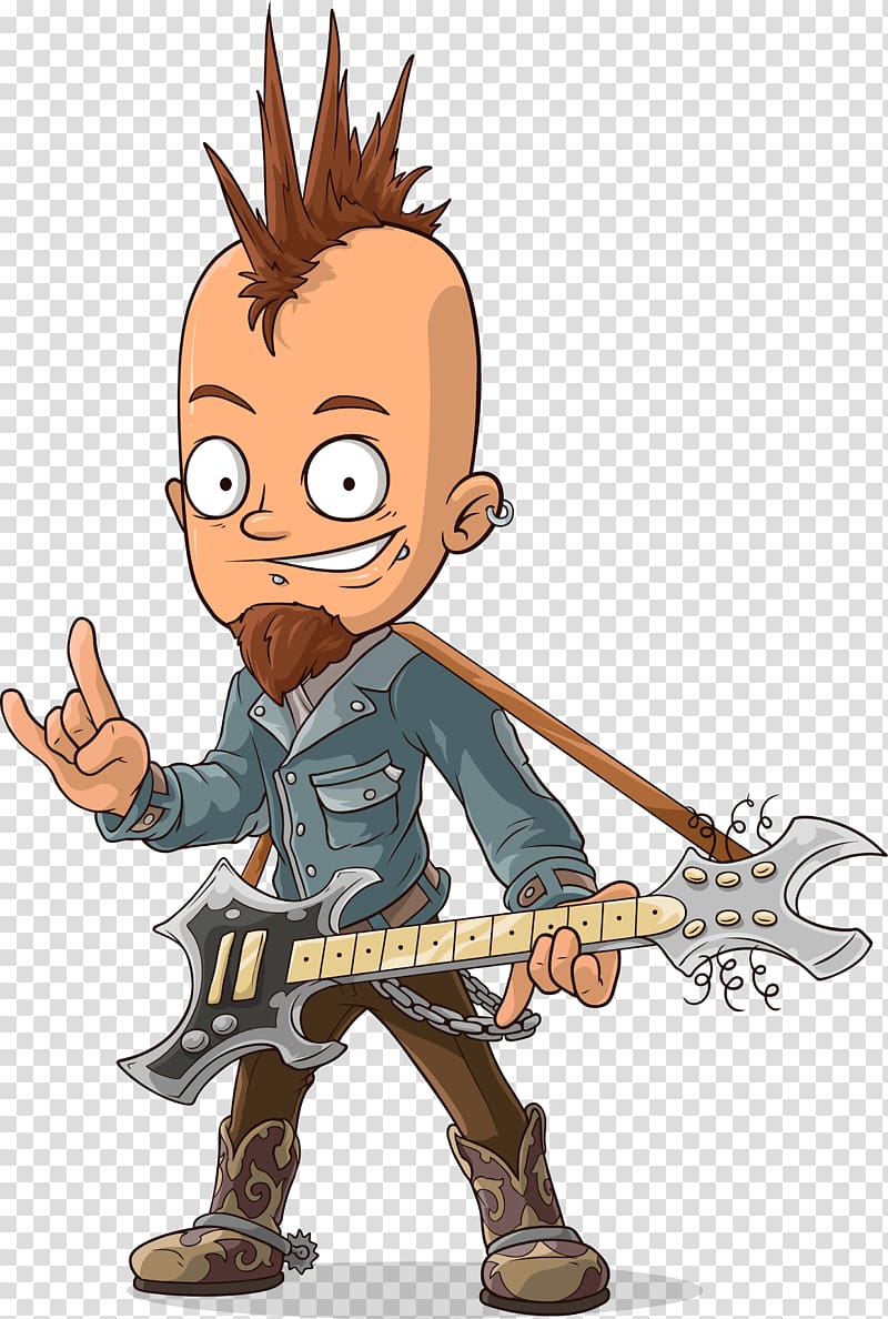 guitarist illustration, Cartoon rocker music transparent background PNG clipart