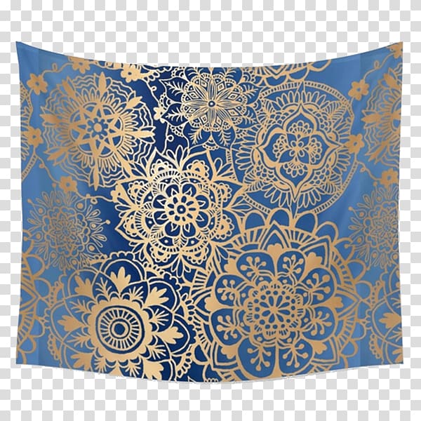 Tapestry Mandala Wall Textile Pattern, Blue Cloth transparent background PNG clipart