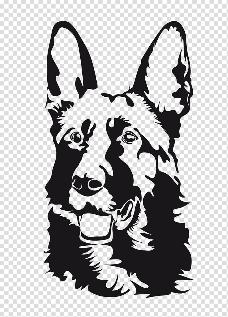 German Shepherd Black and white, design transparent background PNG clipart