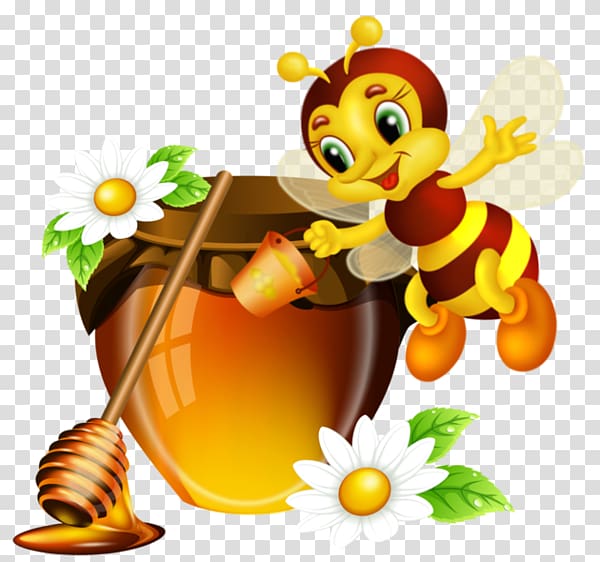 Honey bee Honey bee Jar, cute bee transparent background PNG clipart