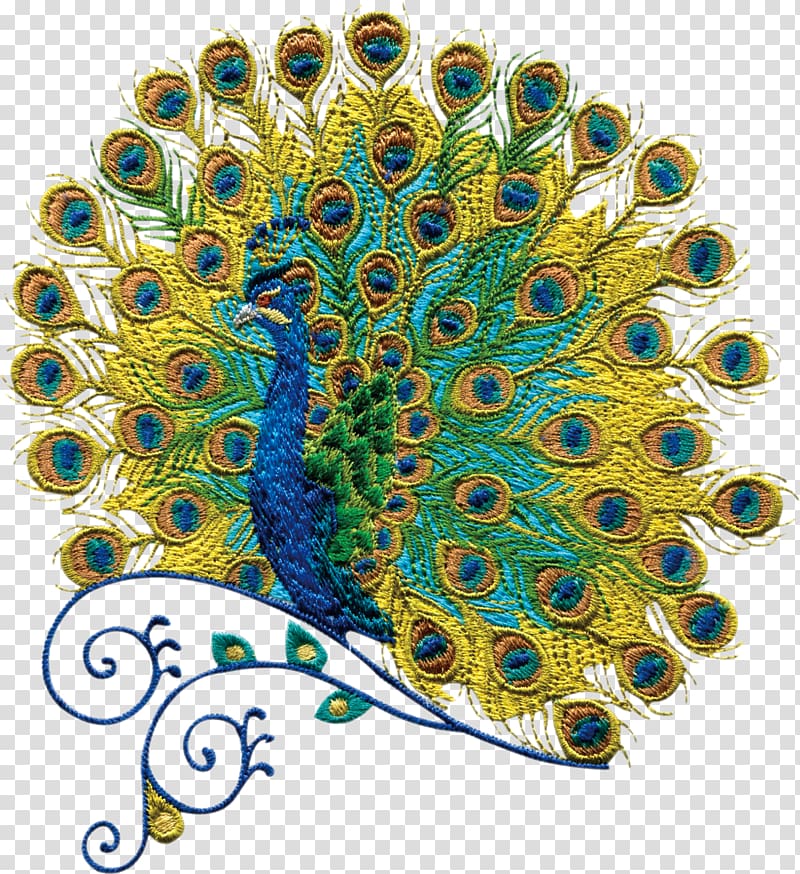 Embroidery Stitch Quilling Pattern, peacock transparent background PNG clipart