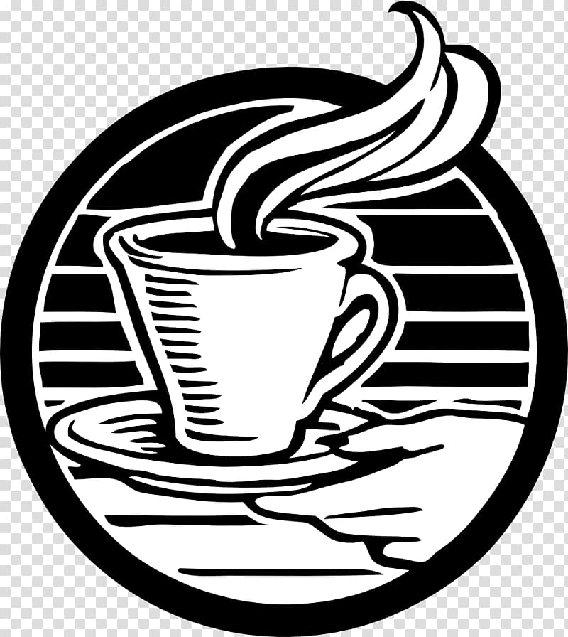 White coffee Latte Tea Cappuccino, Black And White Line Art transparent background PNG clipart