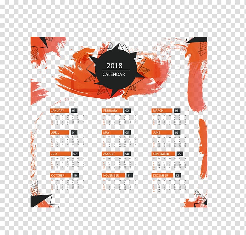 Calendar Flat design Icon, Orange red graffiti calendar template transparent background PNG clipart
