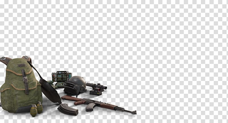 PlayerUnknown's Battlegrounds Video game Counter-Strike: Global Offensive Counter-Strike 1.6, pubg, green combat backpack beside kalashnikov and m1 helmet transparent background PNG clipart