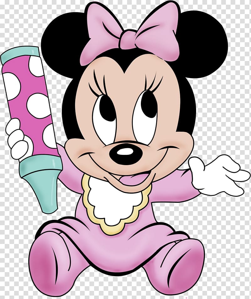 Minnie Mouse holding crayon illustration, Minnie Mouse Mickey Mouse Donald Duck , MINNIE transparent background PNG clipart