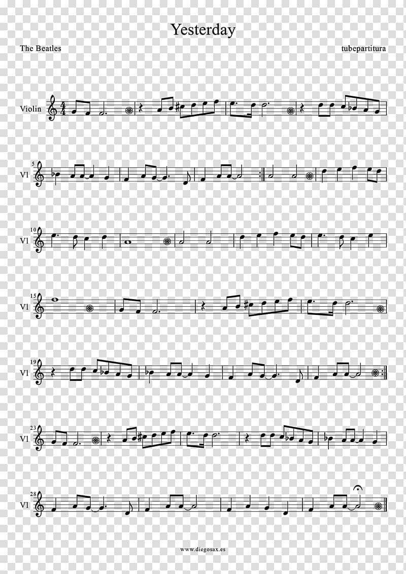 Sheet Music Yesterday Violin Saxophone Cello, sheet music transparent  background PNG clipart