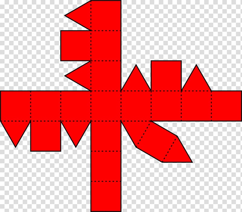 Rhombicuboctahedron Net Color Red , sacred geometry transparent background PNG clipart